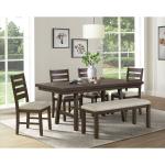 6 Piece Dining Set (72″ Table + 4 Chairs + Bench) – Cherry_DJX1006DS2, Brand new