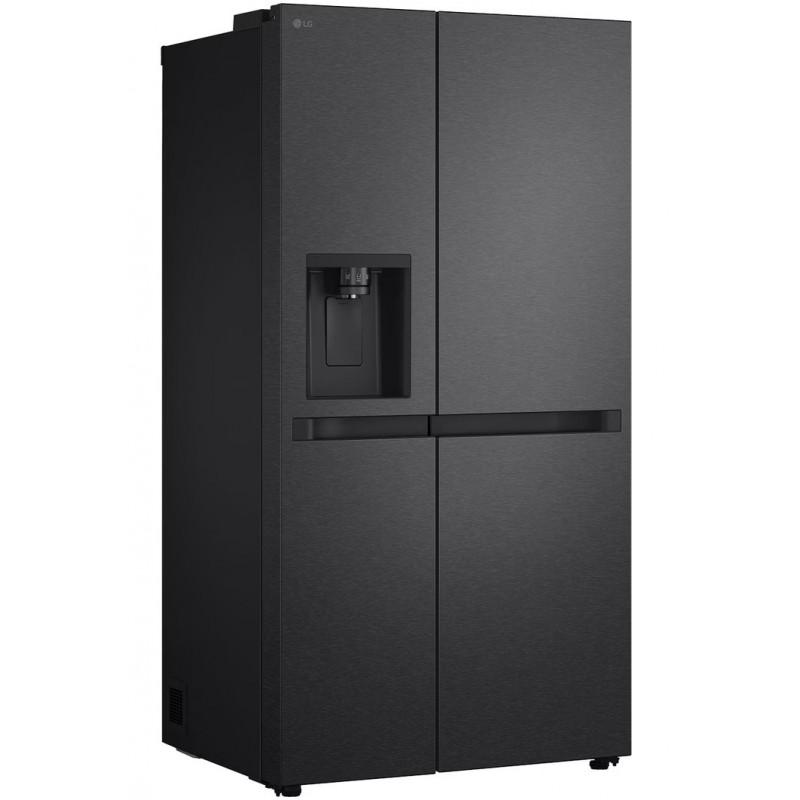 LG 625L Side by Side Fridge Non-Plumbed Ice and Water Dispenser - Matte Black -GS-N599MBL_ Carton Damaged