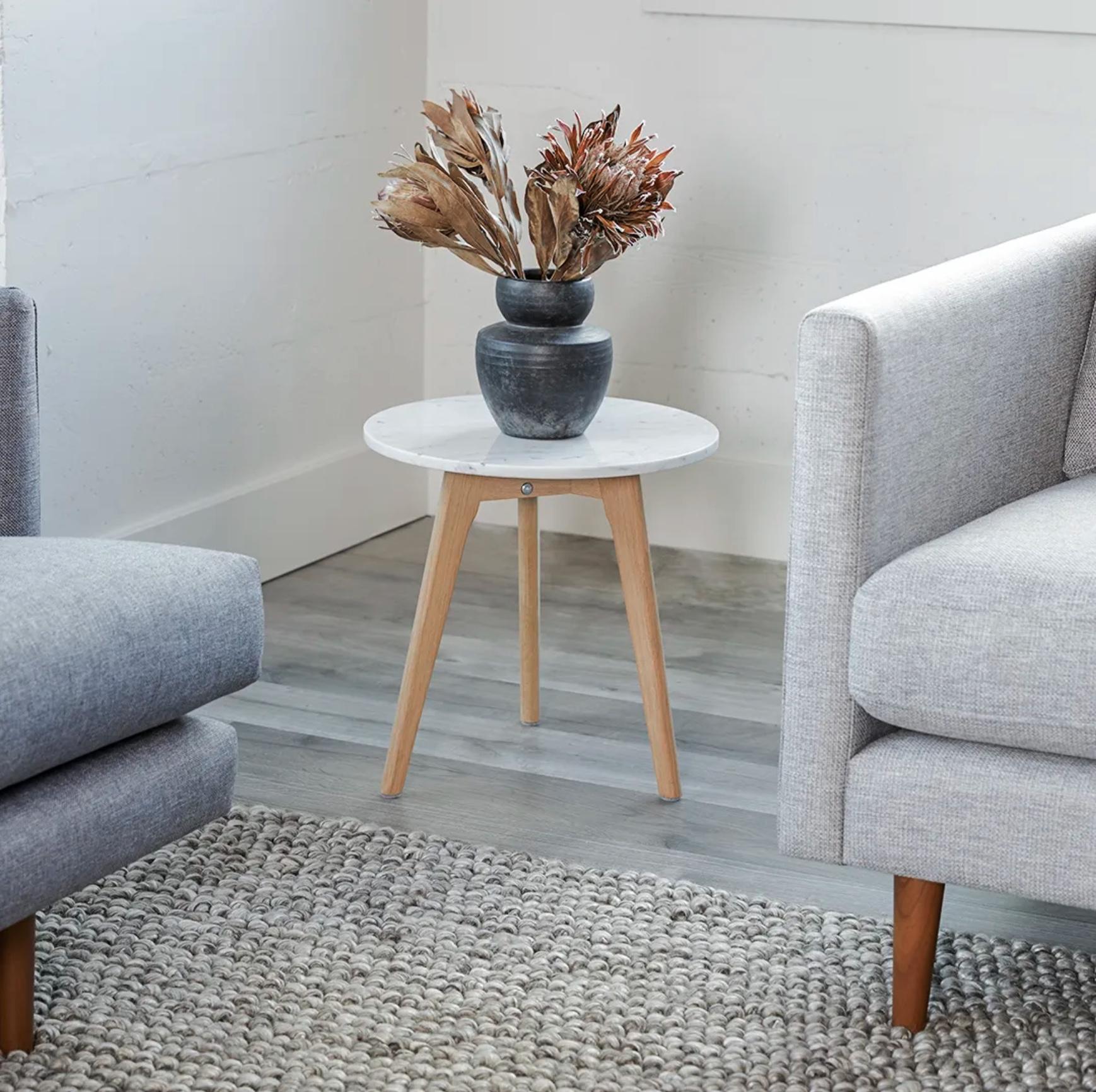 Alphs Marble Side Table - Oak