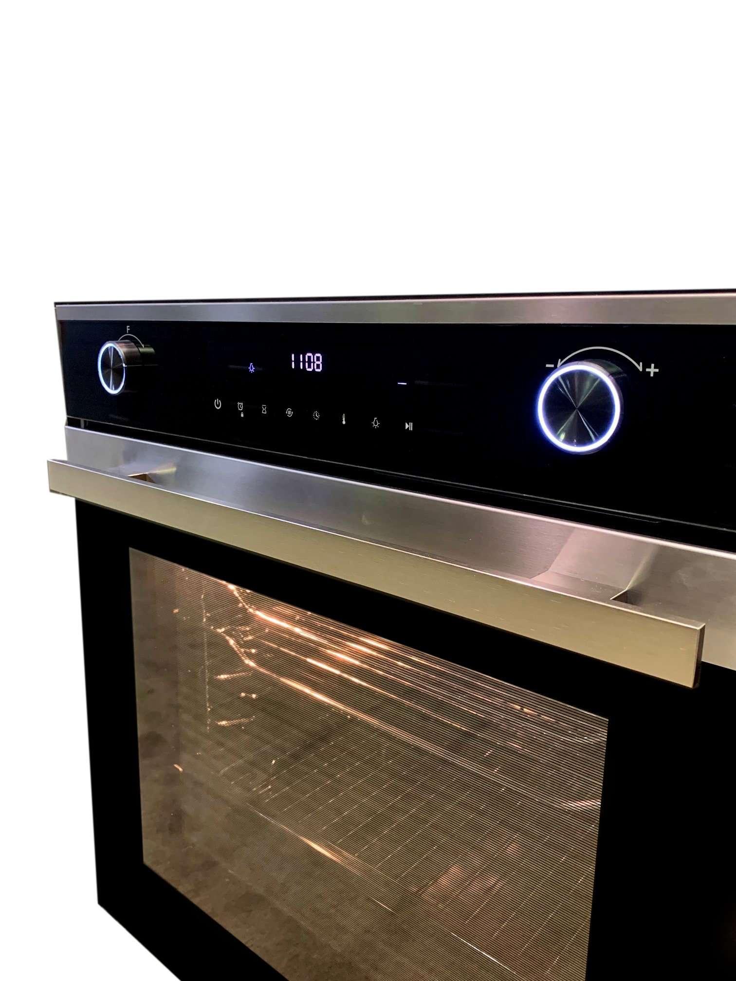 Kleenmaid 60cm 82L Black Krystal Glass And Stainless Steel Built-In Multifunction Oven_OMF6040X_ Carton Damaged