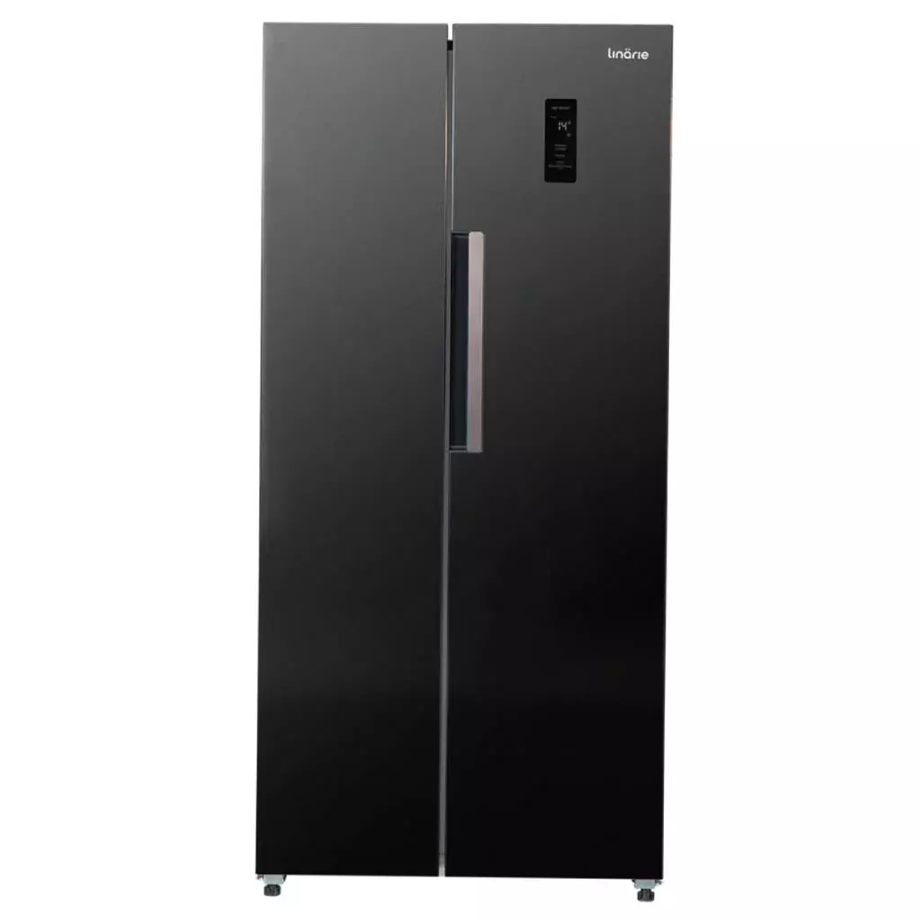 Linarie Villarly 444L Side by Side Fridge Black Gloss LSSBS460BK- Factory Seconds