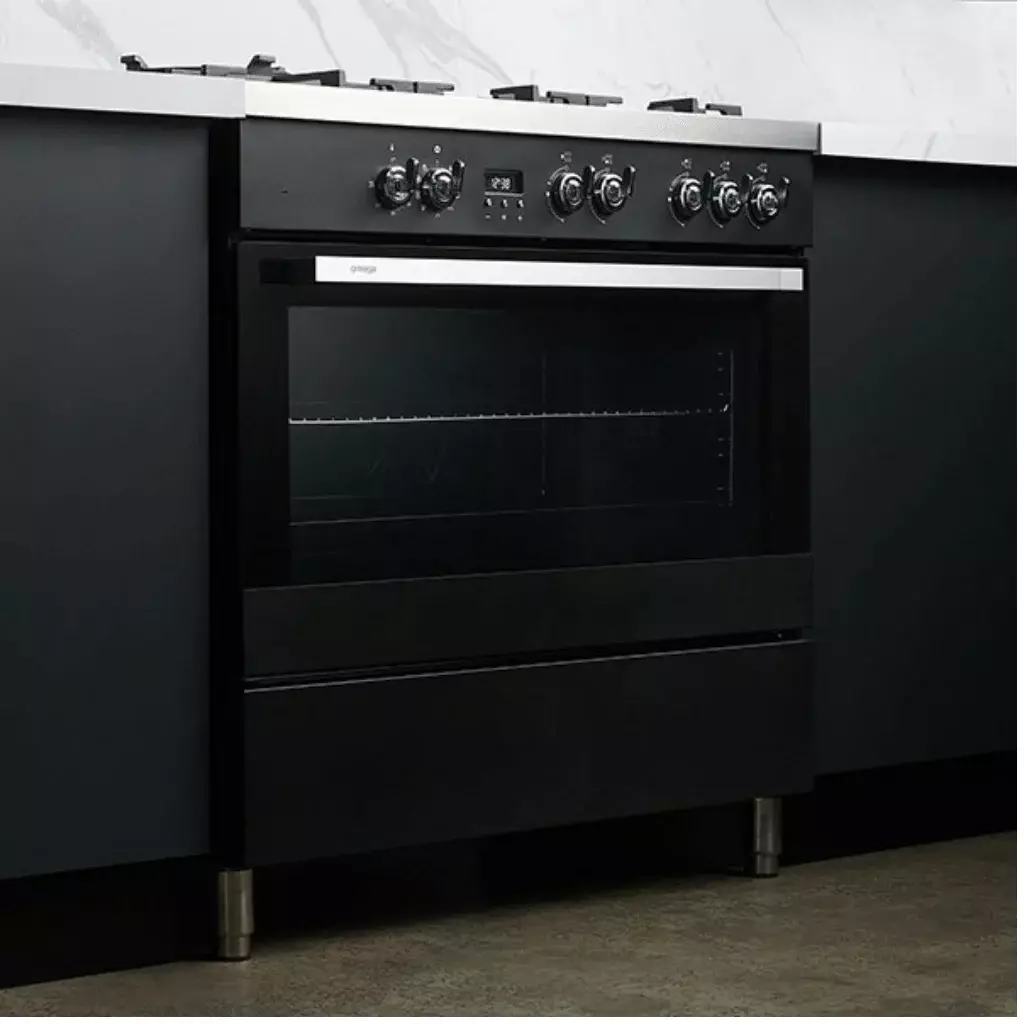 Omega 90cm 9 Function Freestanding Dual Fuel Oven OF910FXCOM - Carton Damaged
