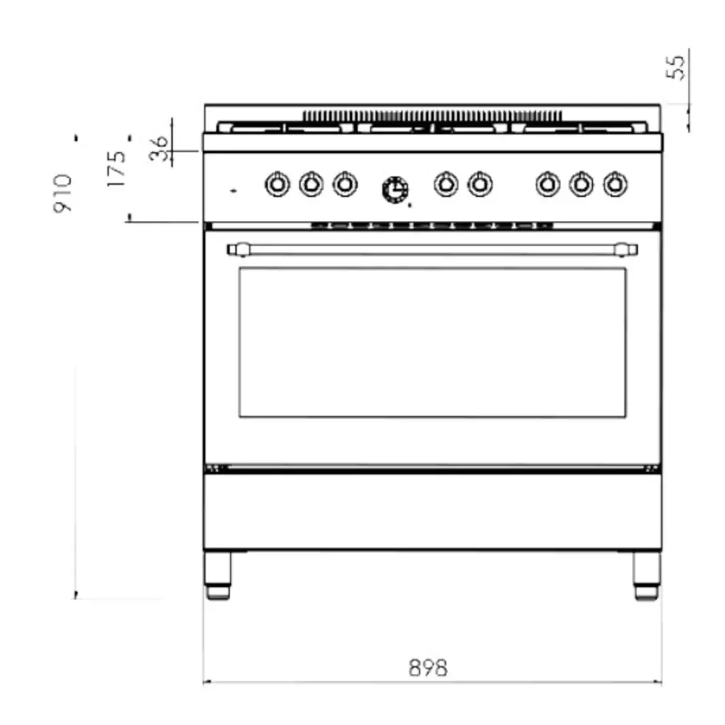 Omega 90cm 9 Function Freestanding Dual Fuel Oven OF910FXCOM - Carton Damaged