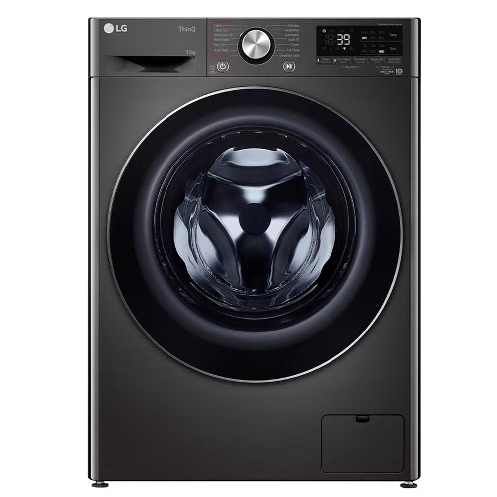 LG WV9-1410B 10kg Front Load Washing Machine Black Steel with Steam - Carton Damaged