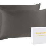 Brand New Royal Comfort Mulberry Silk Pillow Case Twin Pack - Charcoal