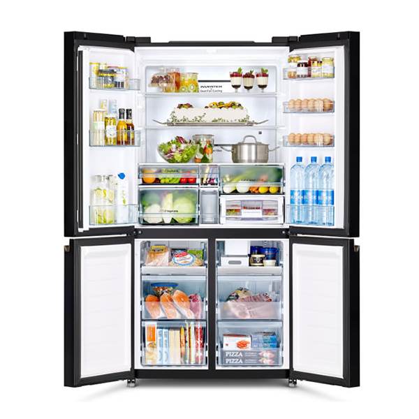 Hitachi RWB640VT0GBK 638L Glass Black French Door Inverter Refrigerator - Carton Damaged