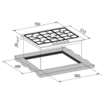 Brand New Trinity TRG700BK 70cm 5 Burner Gas Black Glass Cooktop